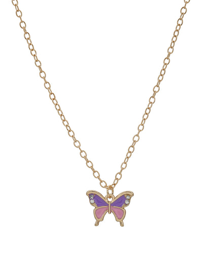 Girls Gold Plated Multi-Colour Butterfly Jewellery Set