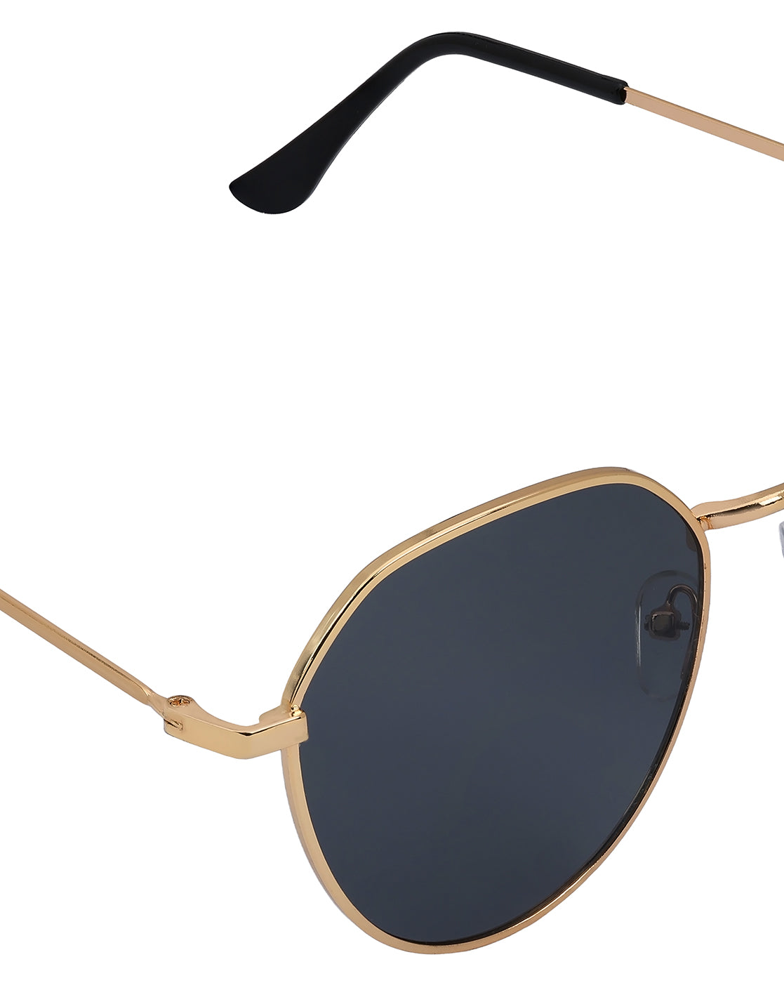 Women Gold and Black Toned Black UV Protected Lens Rectangle Sunglasses