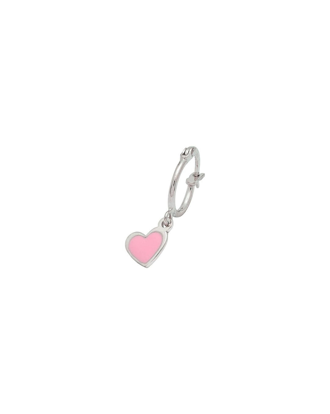 925 Sterling Silver Rhodium Plated Dangling Heart Enamel Hoop Earring