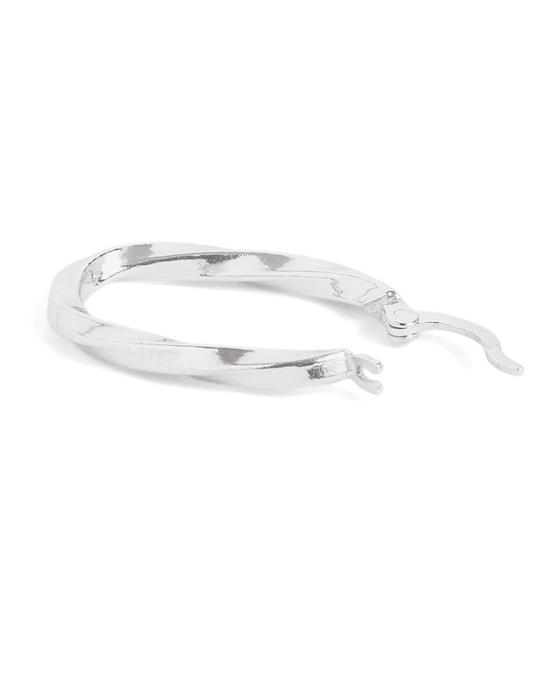 Rhodium Plated Oval Twisted Hoop Earring