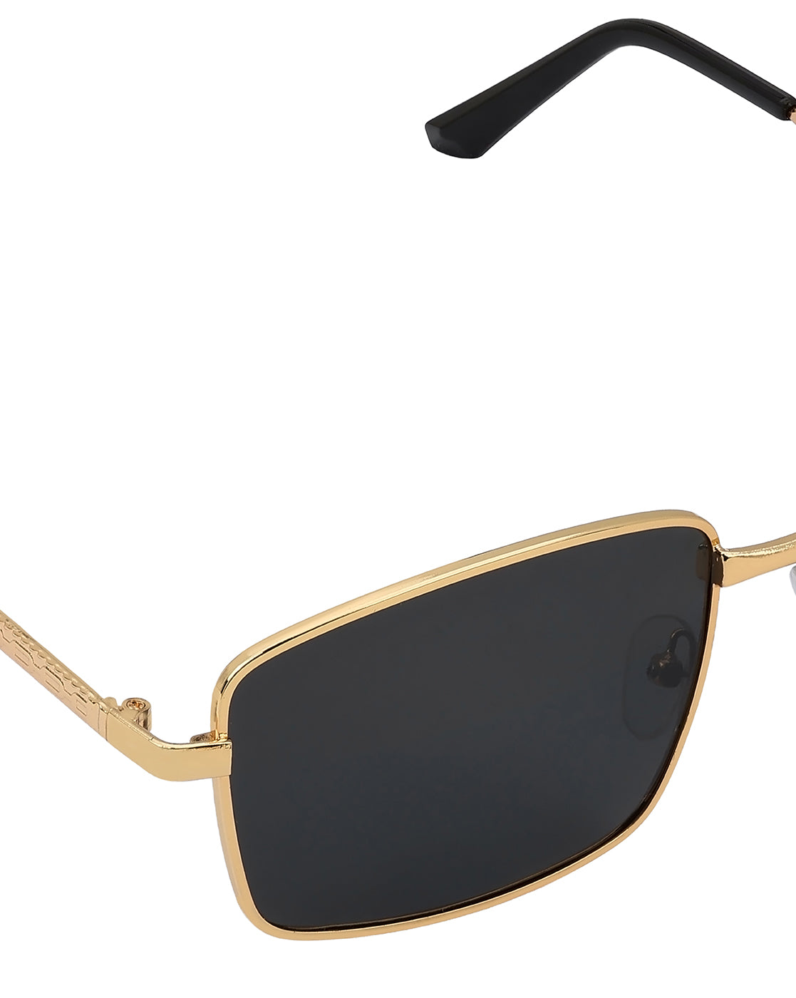 Men Gold and Black Toned Black Polarised Lens Rectangle Sunglasses