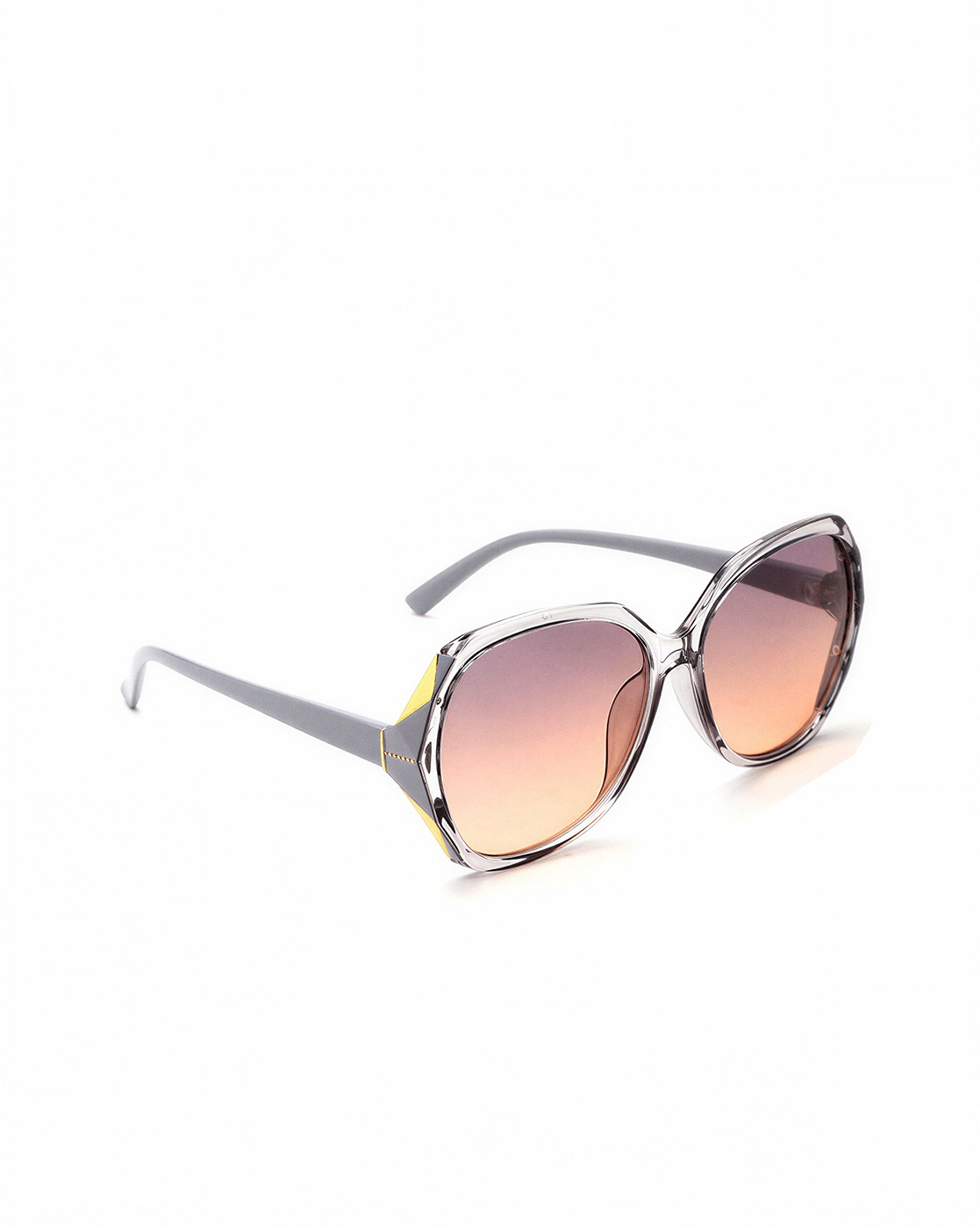 Women Grey Toned UV Protected Sunglasses and 18kt Rose Gold Plated CZ Nekclace Set