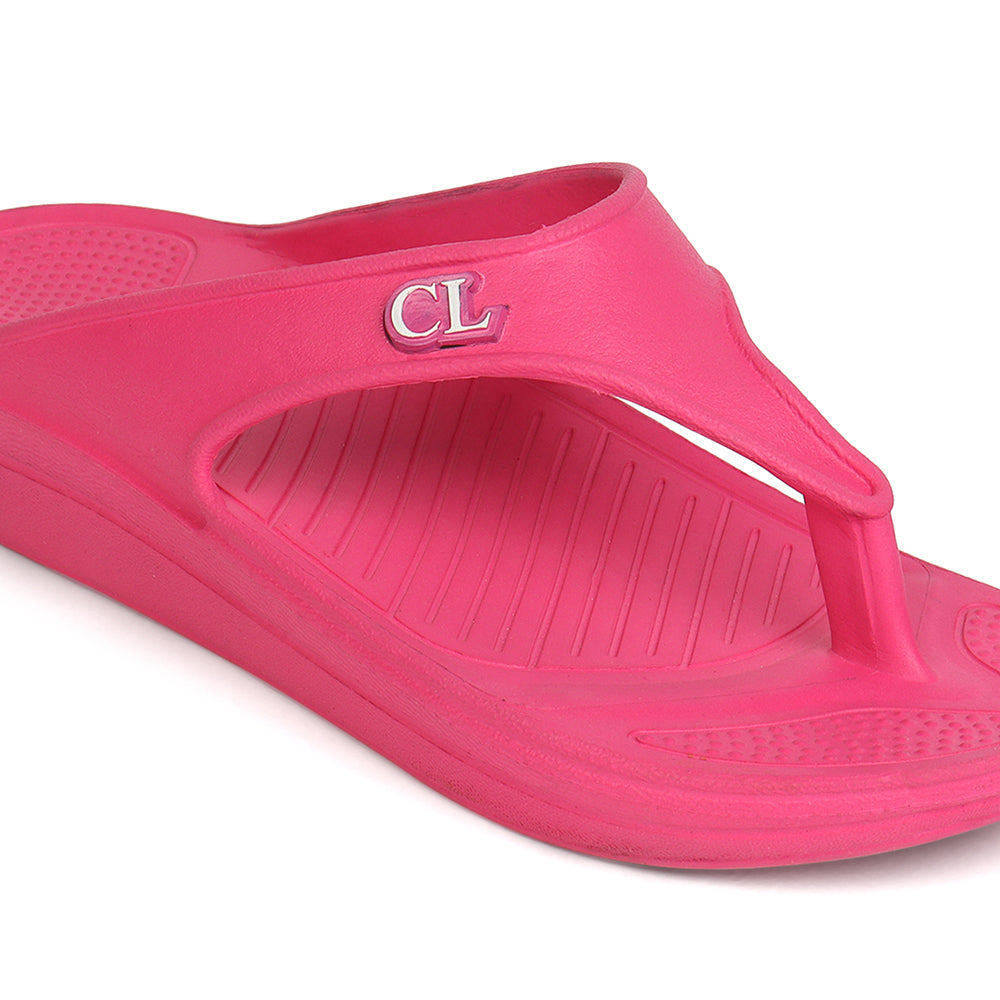Women Fuchsia Comfortable Wedge Flip Flops