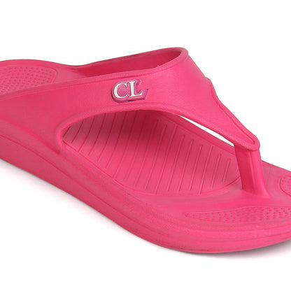 Women Fuchsia Comfortable Wedge Flip Flops