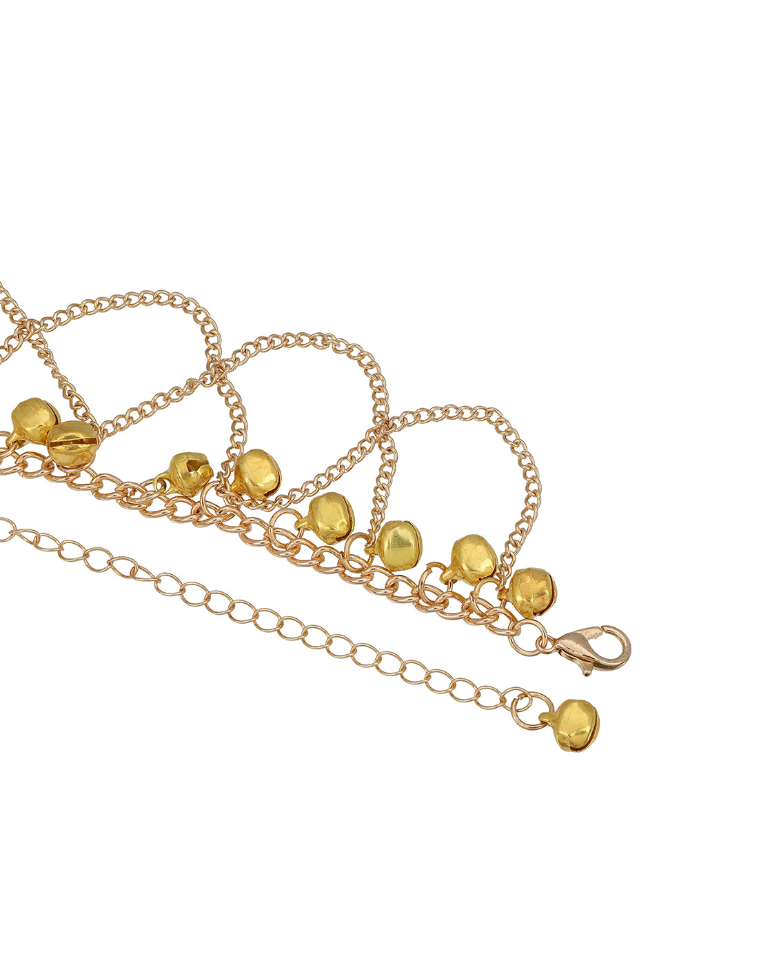 Gold Plated Dainty Layered Chain Anklet with Bells