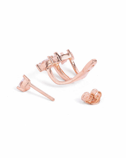 18kt Rose Gold Plated Marquise CZ Ear Jacket Earring