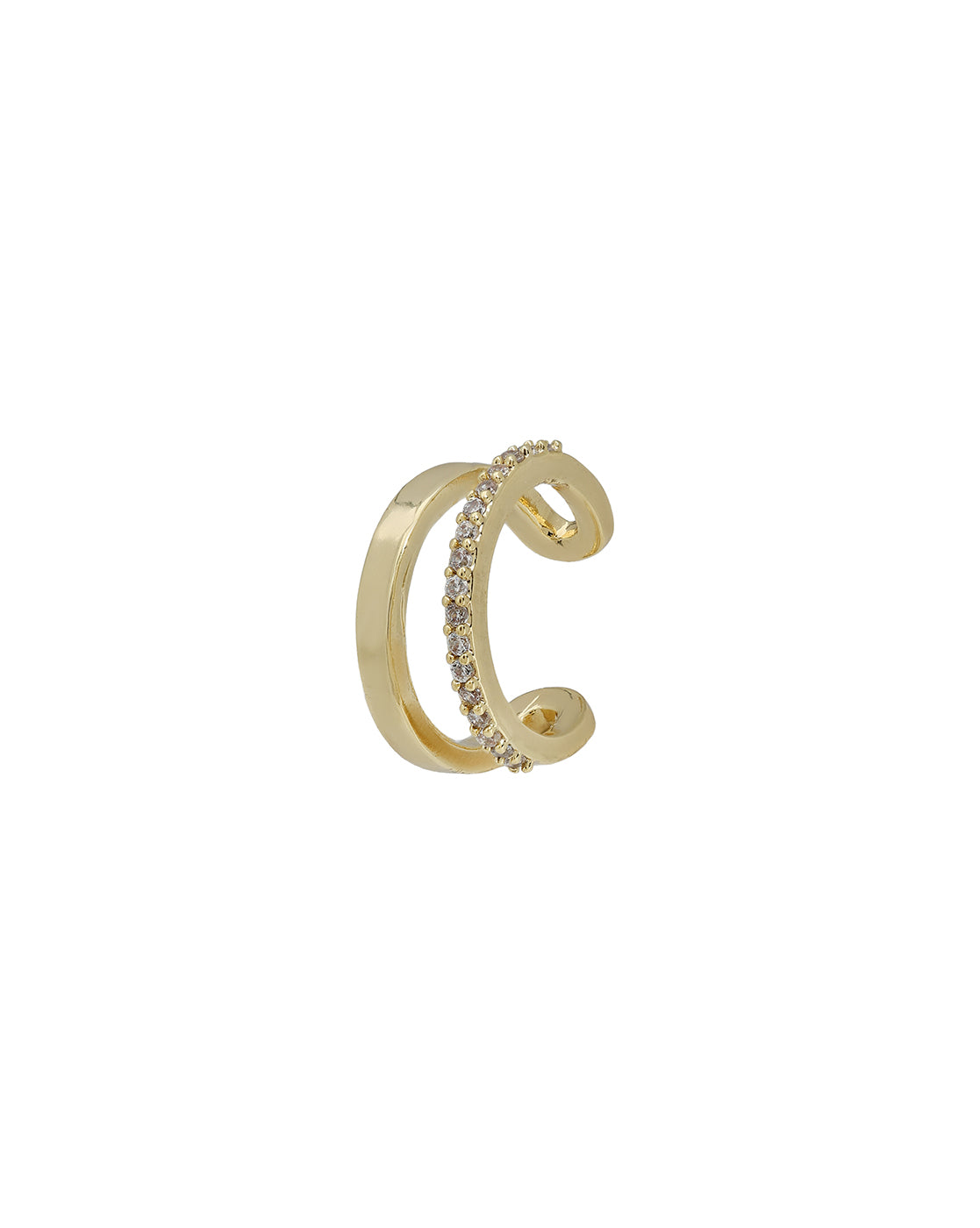 Set of Gold Plated Contemporary CZ Studded Heart, Cuff &amp; Ear Piercing Set