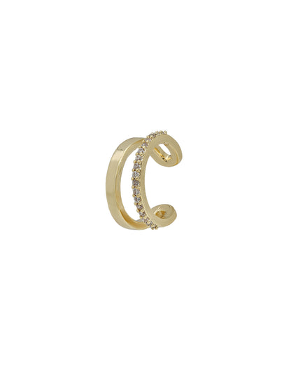 Set of Gold Plated Contemporary CZ Studded Heart, Cuff &amp; Ear Piercing Set
