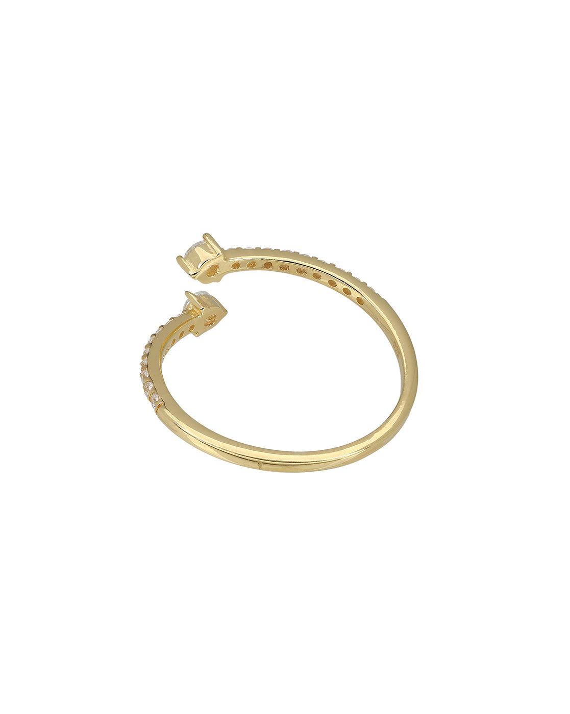 925 Sterling Silver 18kt Gold Plated CZ Adjustable Finger Ring