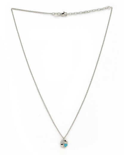 925 Sterling Silver Rhodium Plated CZ Enamel Clover Pendant and Chain