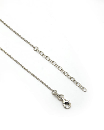 925 Sterling Silver Rhodium Plated CZ Enamel Clover Pendant and Chain