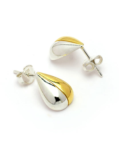 925 Sterling Silver Dual-Tone Plated Radiance Teardrop Stud Earring