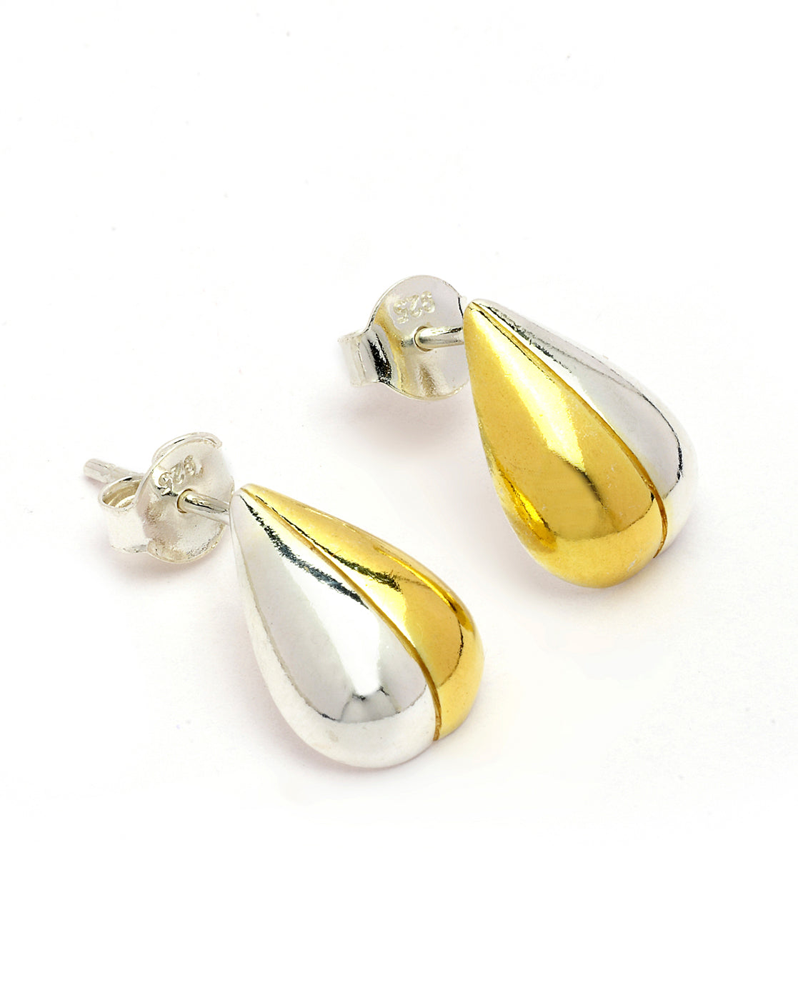 925 Sterling Silver Dual-Tone Plated Radiance Teardrop Stud Earring