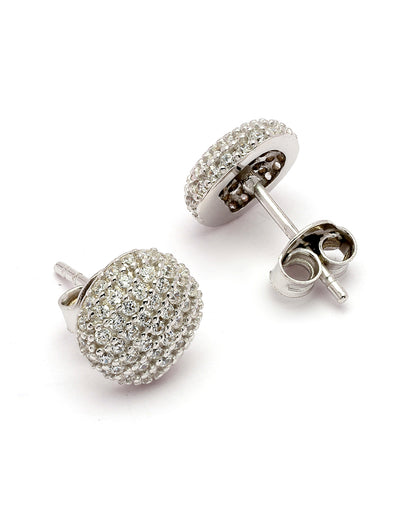 925 Sterling Silver Rhodium Plated CZ Circular Mini Stud Earring
