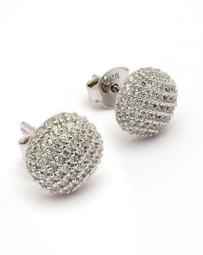 925 Sterling Silver Rhodium Plated CZ Circular Mini Stud Earring
