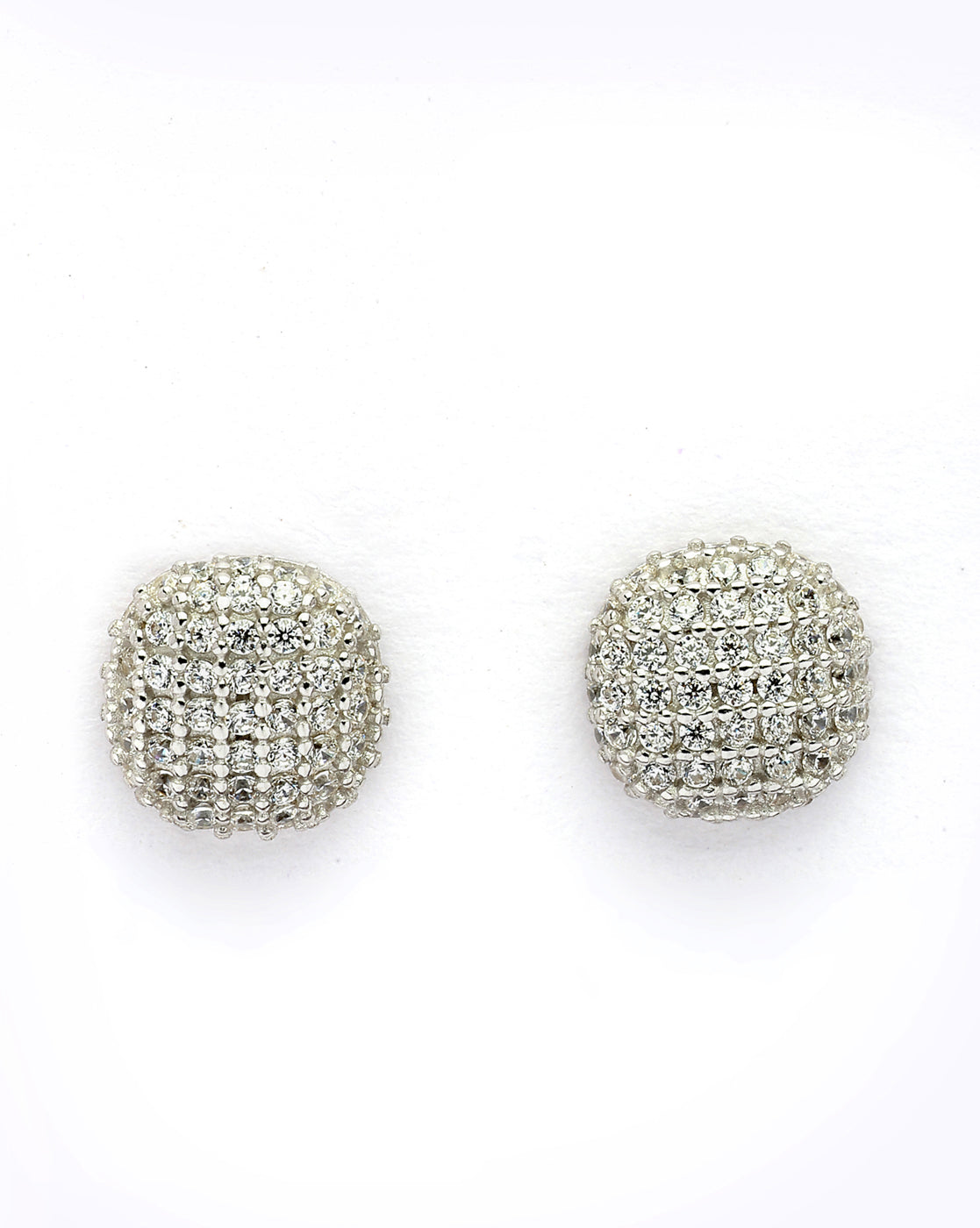 925 Sterling Silver Rhodium Plated CZ Circular Mini Stud Earring
