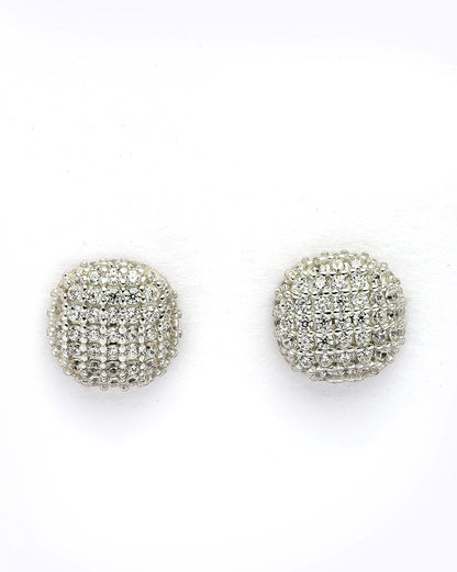 925 Sterling Silver Rhodium Plated CZ Circular Mini Stud Earring