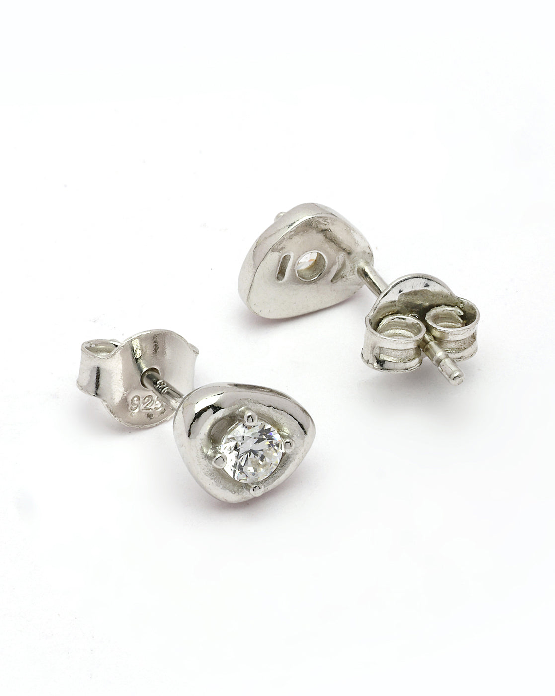 925 Sterling Silver Rhodium Plated CZ Mini Stud Earring