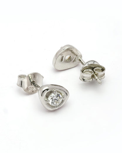 925 Sterling Silver Rhodium Plated CZ Mini Stud Earring