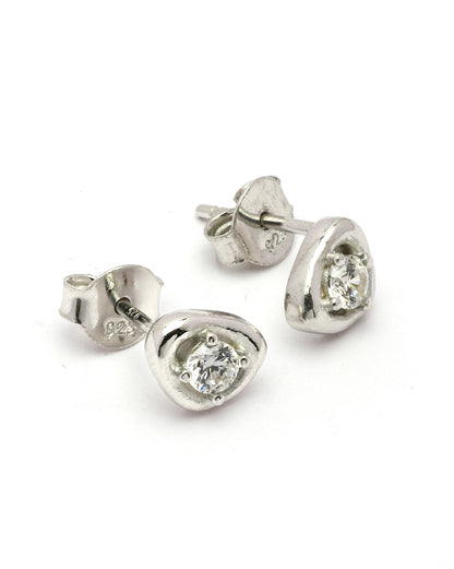 925 Sterling Silver Rhodium Plated CZ Mini Stud Earring