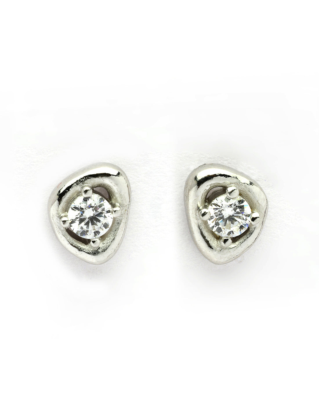 925 Sterling Silver Rhodium Plated CZ Mini Stud Earring