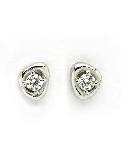 925 Sterling Silver Rhodium Plated CZ Mini Stud Earring