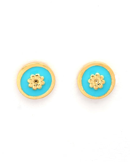 18kt Gold Plated CZ Enamel Stud Earring
