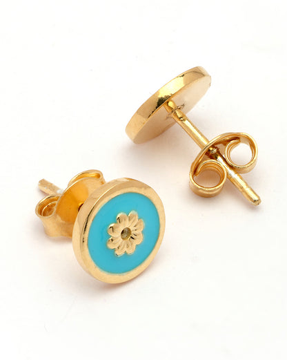 18kt Gold Plated CZ Enamel Stud Earring