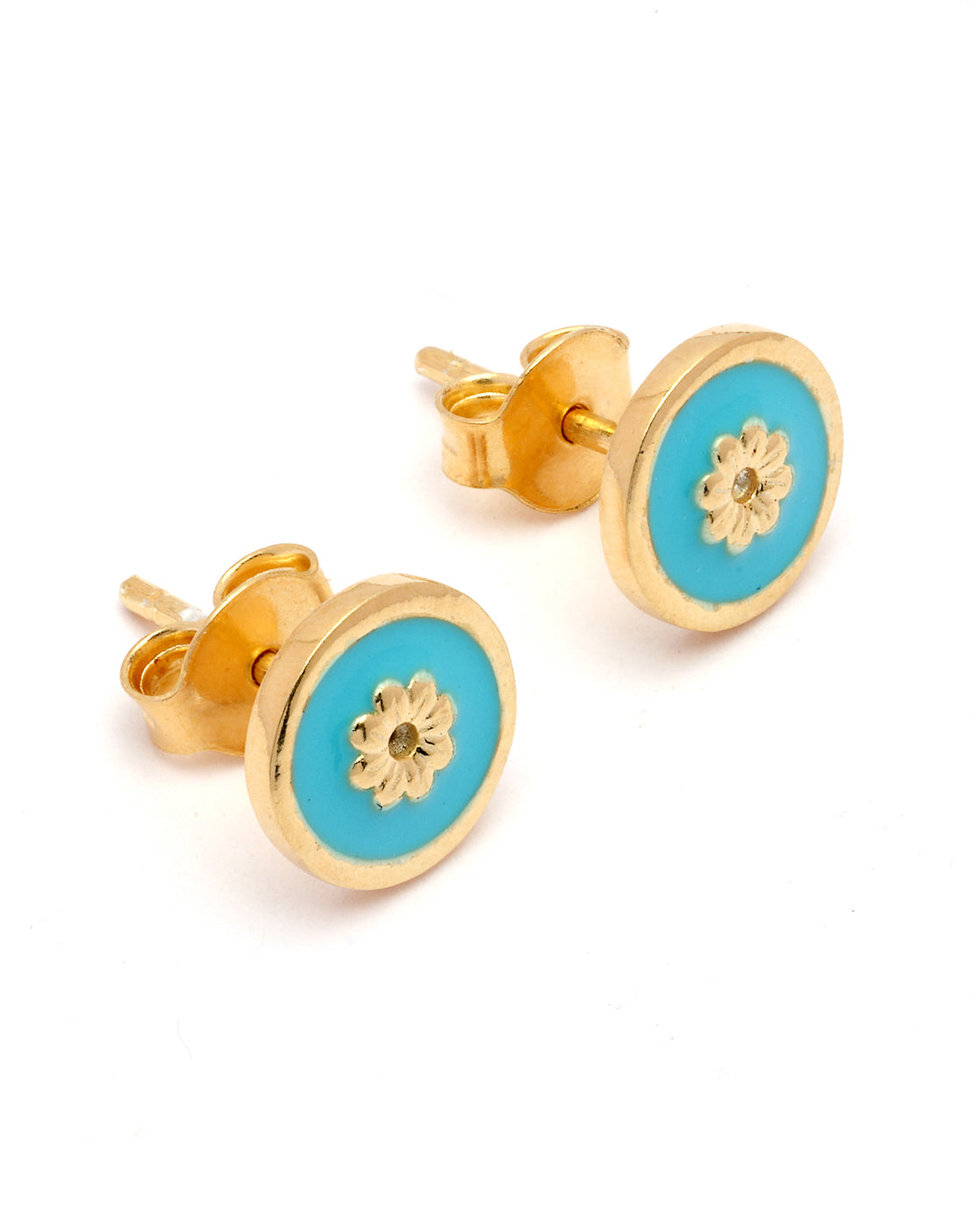 18kt Gold Plated CZ Enamel Stud Earring