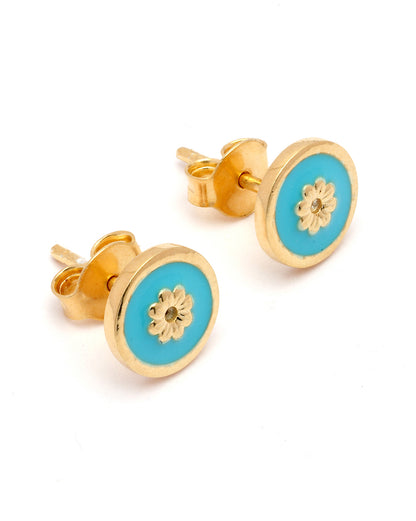 18kt Gold Plated CZ Enamel Stud Earring