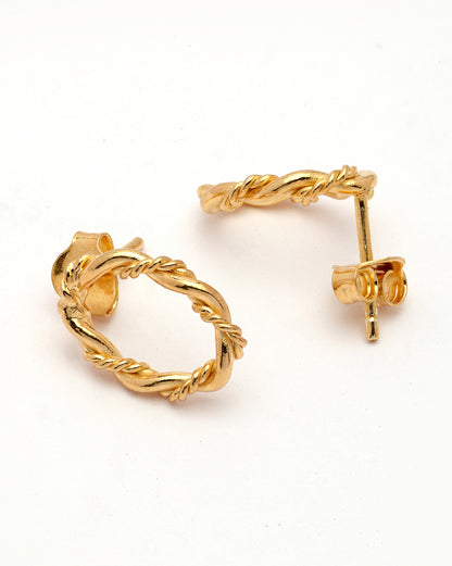18kt Gold Plated Oval Stud Earring
