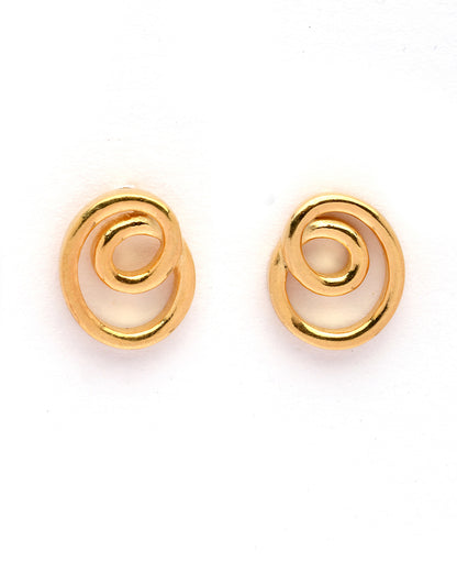 18kt Gold Plated Dual Curve Stud Earring