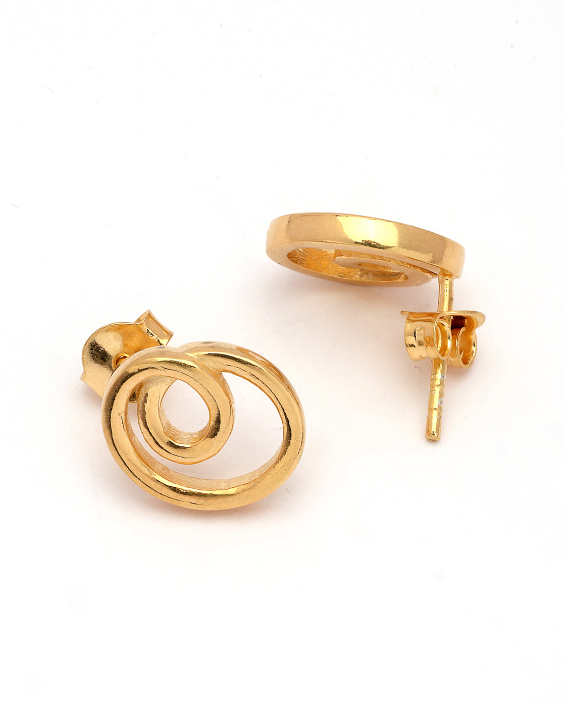 18kt Gold Plated Dual Curve Stud Earring