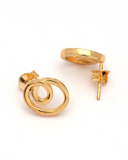 18kt Gold Plated Dual Curve Stud Earring