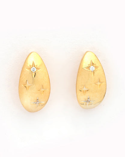 18kt Gold Plated CZ Bejeweled Oval Stud Earring