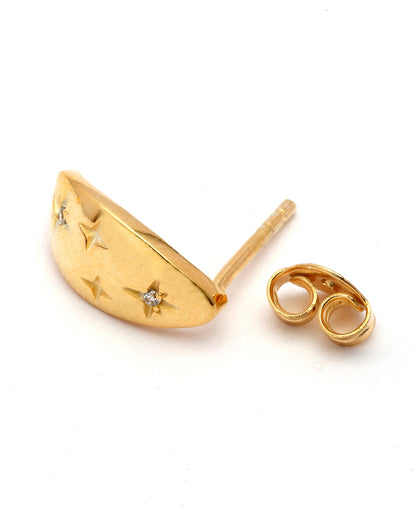 18kt Gold Plated CZ Bejeweled Oval Stud Earring