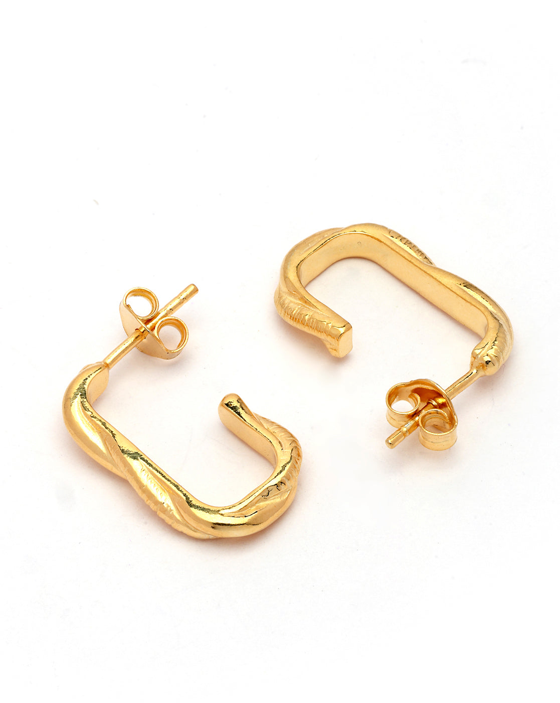 18kt Gold Plated Square Half Hoop Earring