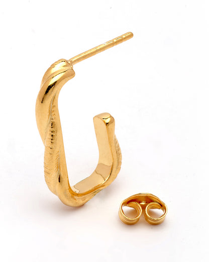 18kt Gold Plated Square Half Hoop Earring