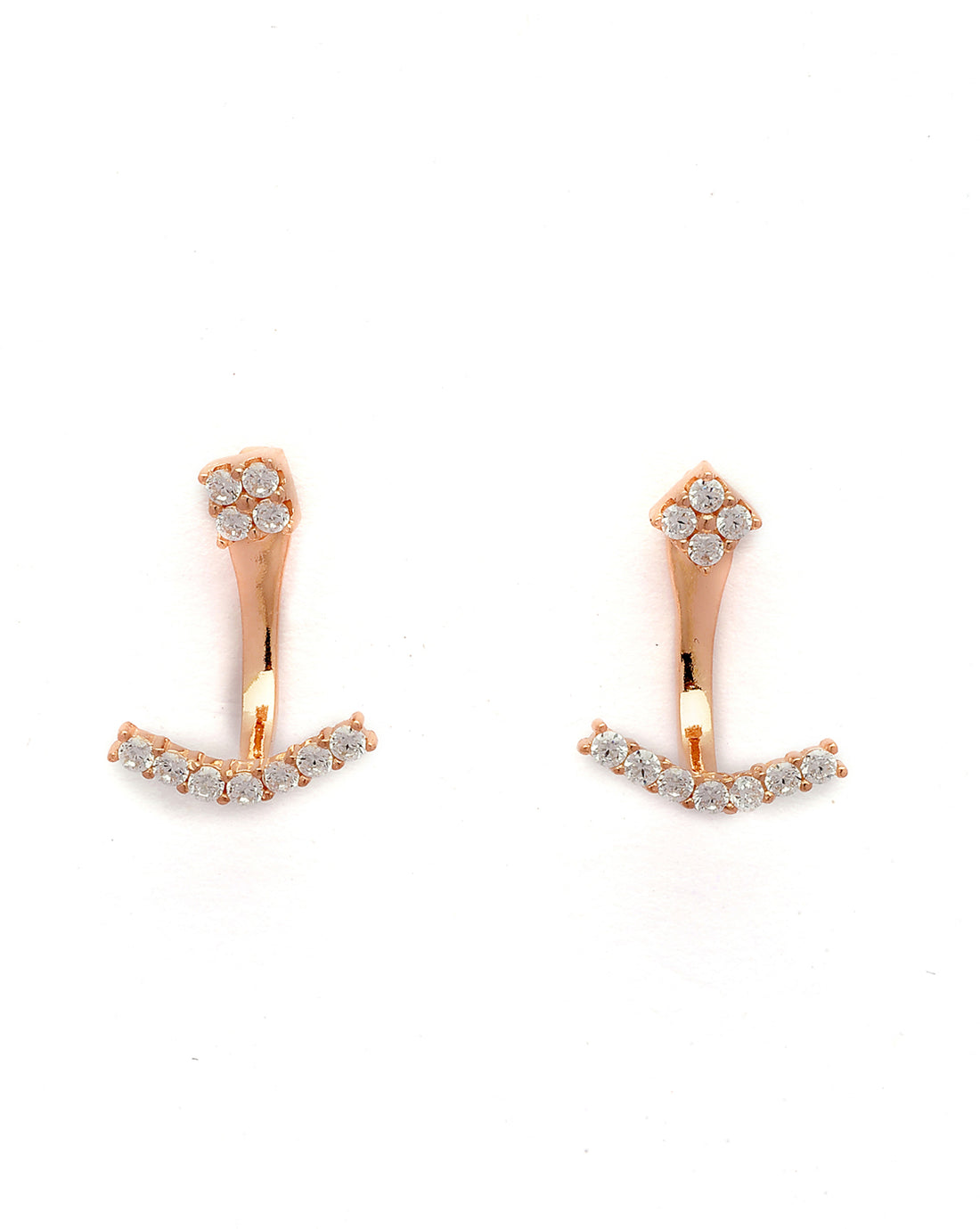 925 Sterling Silver 18kt Rose Gold Plated CZ Jacket Earring
