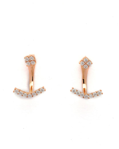925 Sterling Silver 18kt Rose Gold Plated CZ Jacket Earring