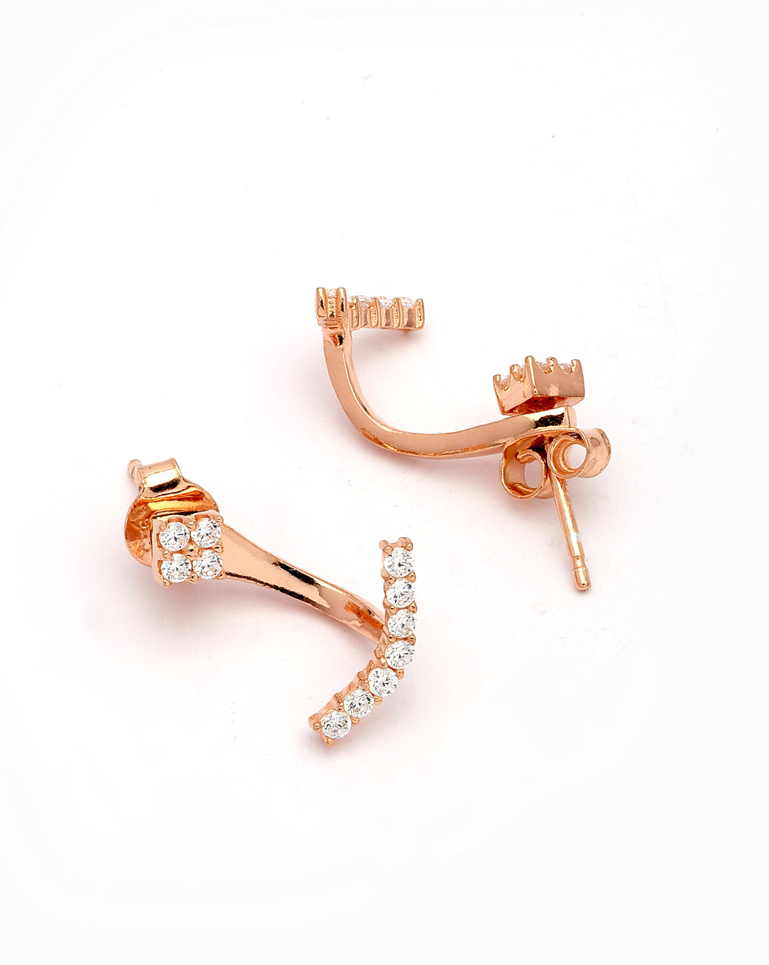 925 Sterling Silver 18kt Rose Gold Plated CZ Jacket Earring