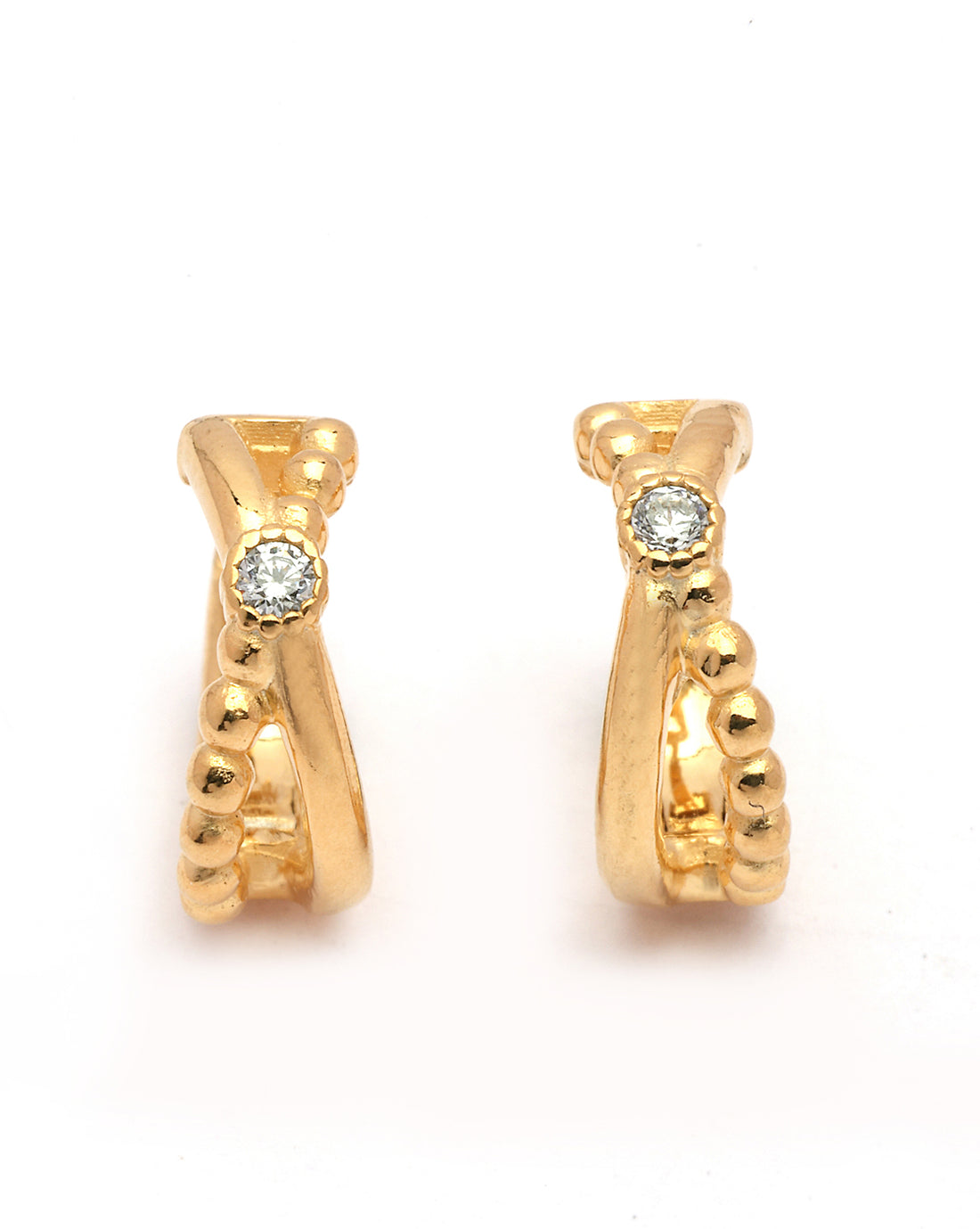 18kt Gold Plated CZ Mini Hoop Earring