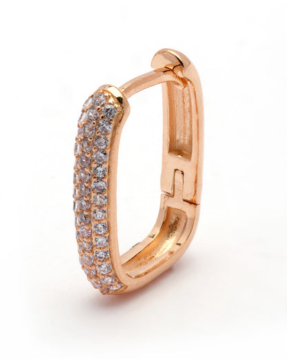 18kt Rose Gold Plated CZ Square Hoop Earring