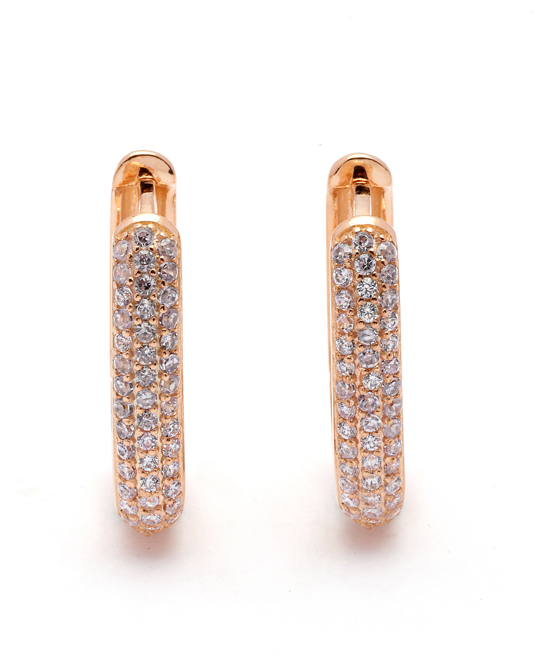 18kt Rose Gold Plated CZ Square Hoop Earring