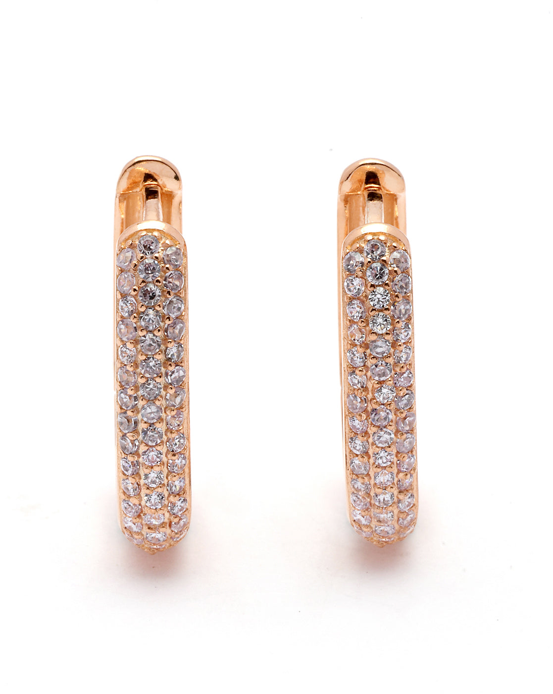 18kt Rose Gold Plated CZ Square Hoop Earring