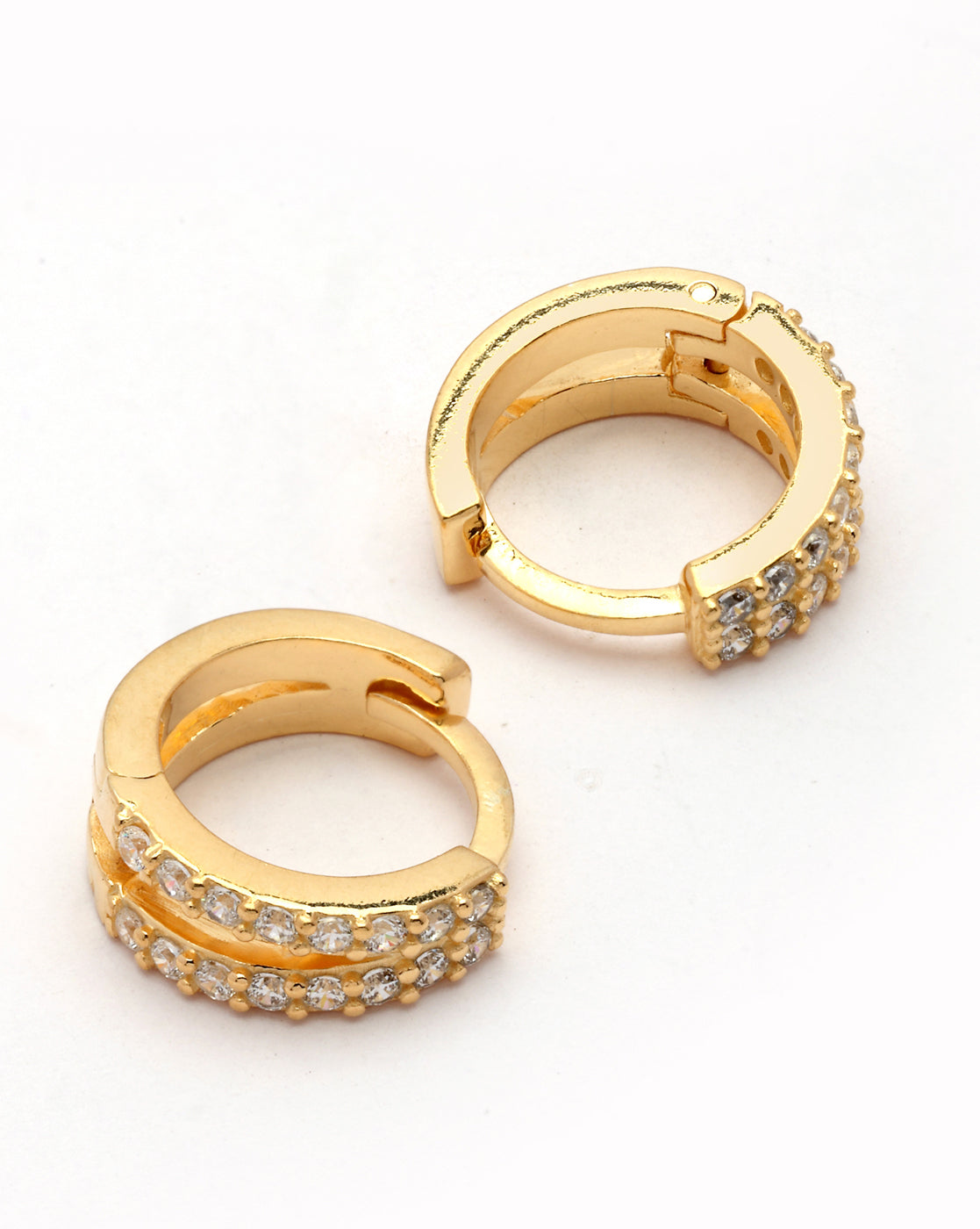 18kt Gold Plated CZ Embellished Mini Hoop Earring