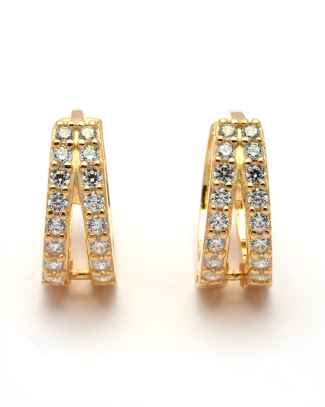 18kt Gold Plated CZ Embellished Mini Hoop Earring