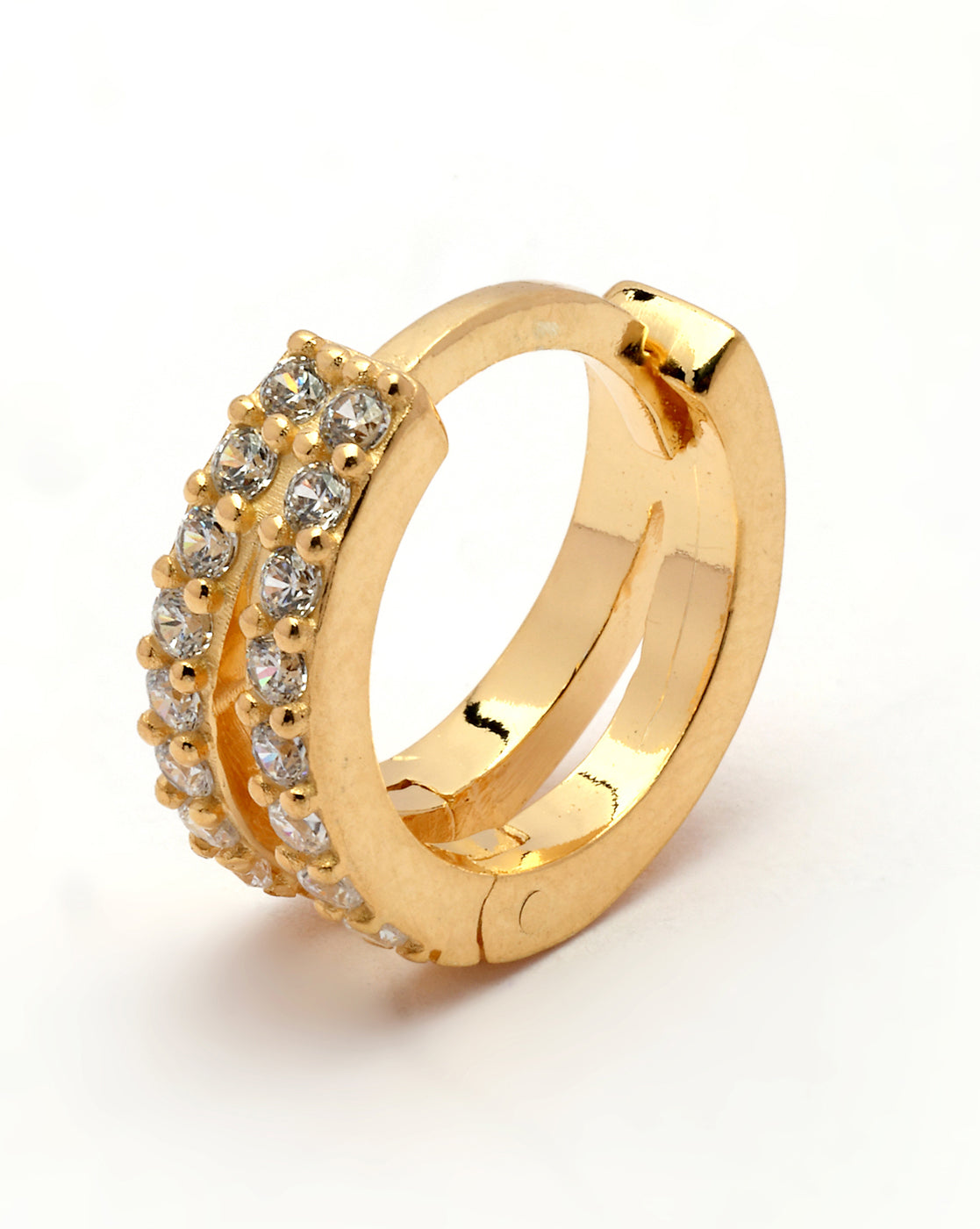 18kt Gold Plated CZ Embellished Mini Hoop Earring