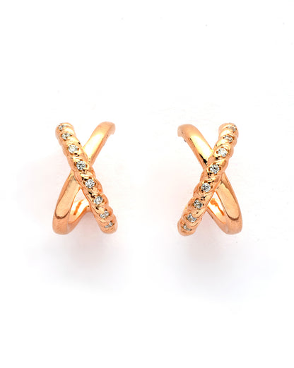 18kt Rose Gold Plated Curved CZ Half Hoop Earring