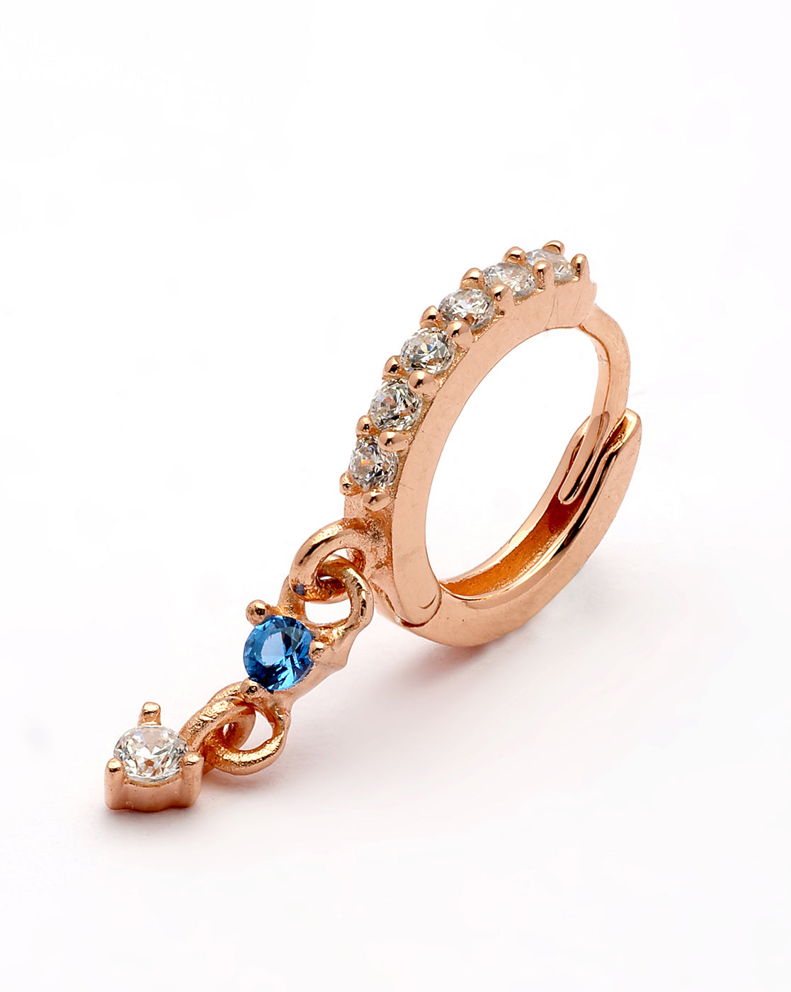 925 Sterling Silver 18kt Rose Gold Plated Topaz CZ Hoop Earring